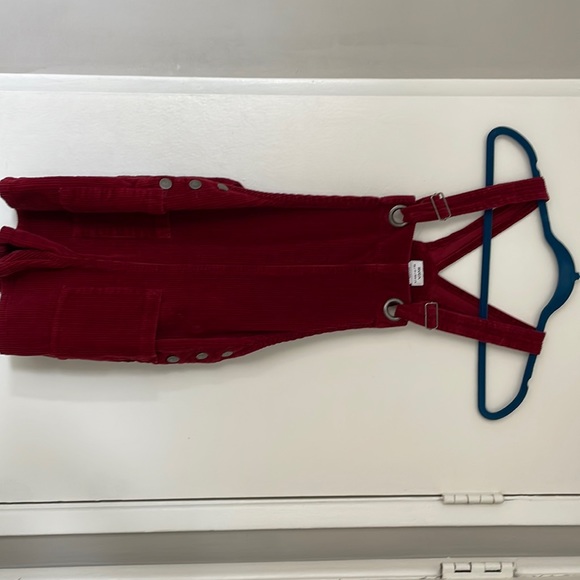 RVCA cherry red corduroy short overall. Size XS - Picture 1 of 2